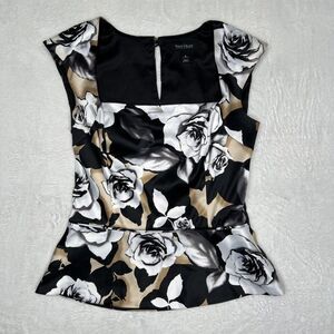 Satin Rose Floral Print Tank Blouse
